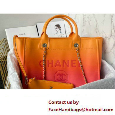 Chanel Shaded Calfskin & Silver-Tone Metal Shopping Bag AS3351 Orange 2024